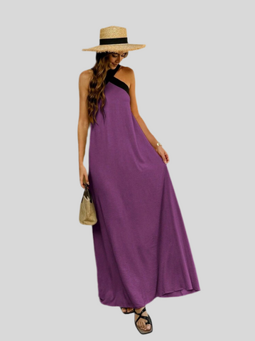 VESTIDO LARGO EN CONTRASTE 7 CLRS