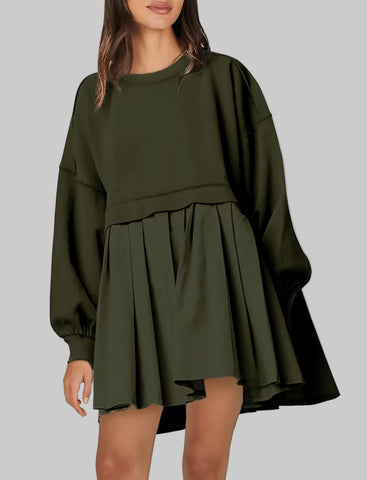 VESTIDO CORTO OVERSIZE DOS TEJIDOS 3 CLRS