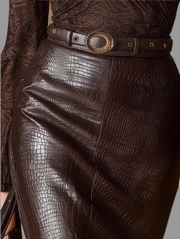 FALDA RECTA EN ECO CUERO COCO