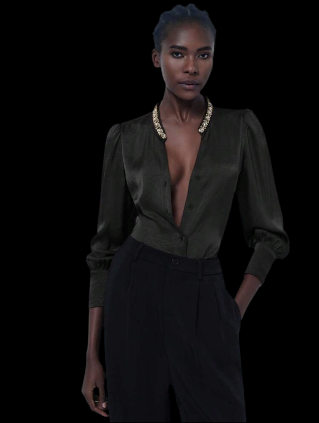 CAMISA DE RASO CON CUELLO JOYA 5 CLRS