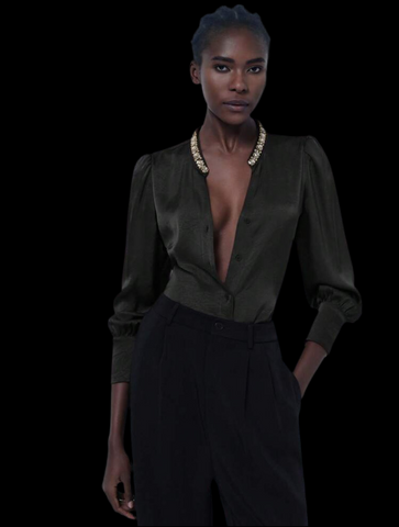 CAMISA DE RASO CON CUELLO JOYA 5 CLRS