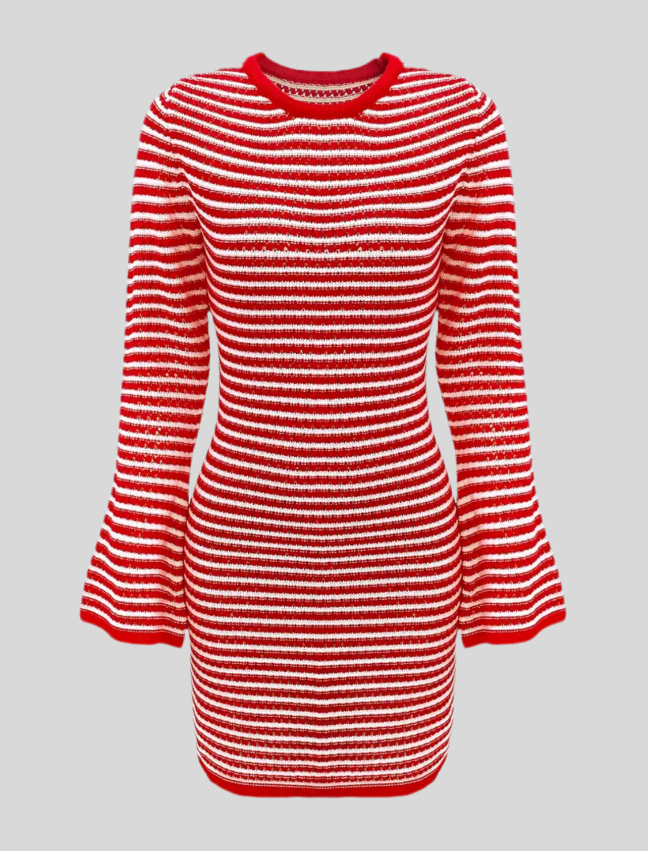 VESTIDO MINI DE PUNTO RAYAS ROJAS