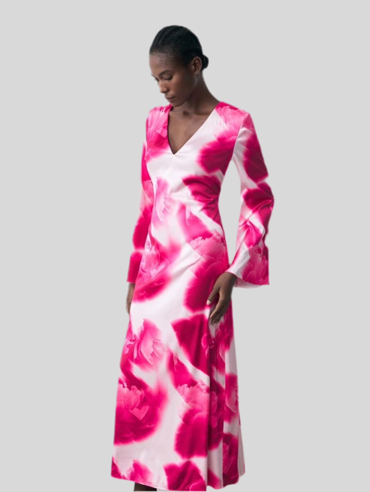 VESTIDO MIDI ESTAMPADO ESCOTE