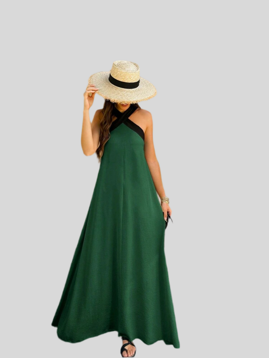 VESTIDO LARGO EN CONTRASTE 7 CLRS
