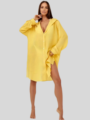 VESTIDO BLUSÓN DE PLAYA CON CAPUCHA 6 CLRS
