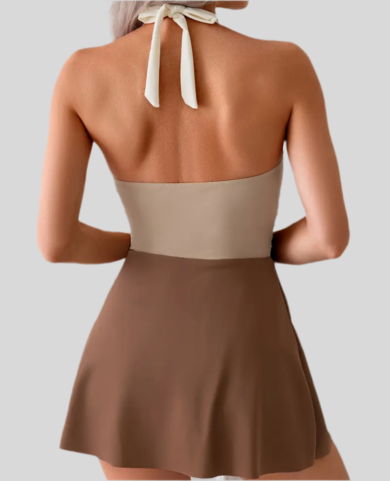 TRICOLOR SWIMSUIT WITH SKIRT