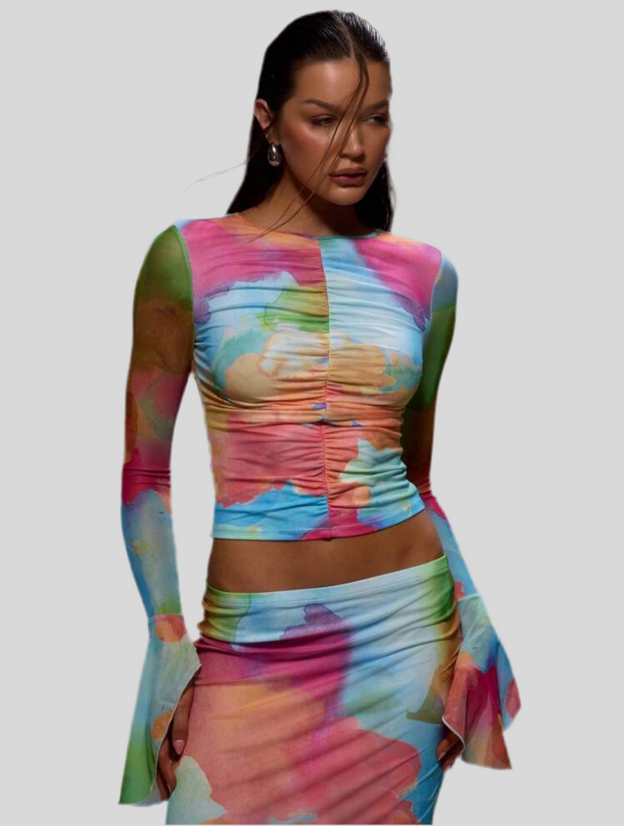 CONJUNTO ELÁSTICO MULTICOLOR FRUNCIDO