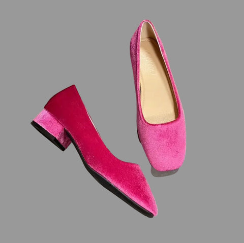 ZAPATOS DE TERCIOPELO DE TACÓN BAJO 9 CLRS