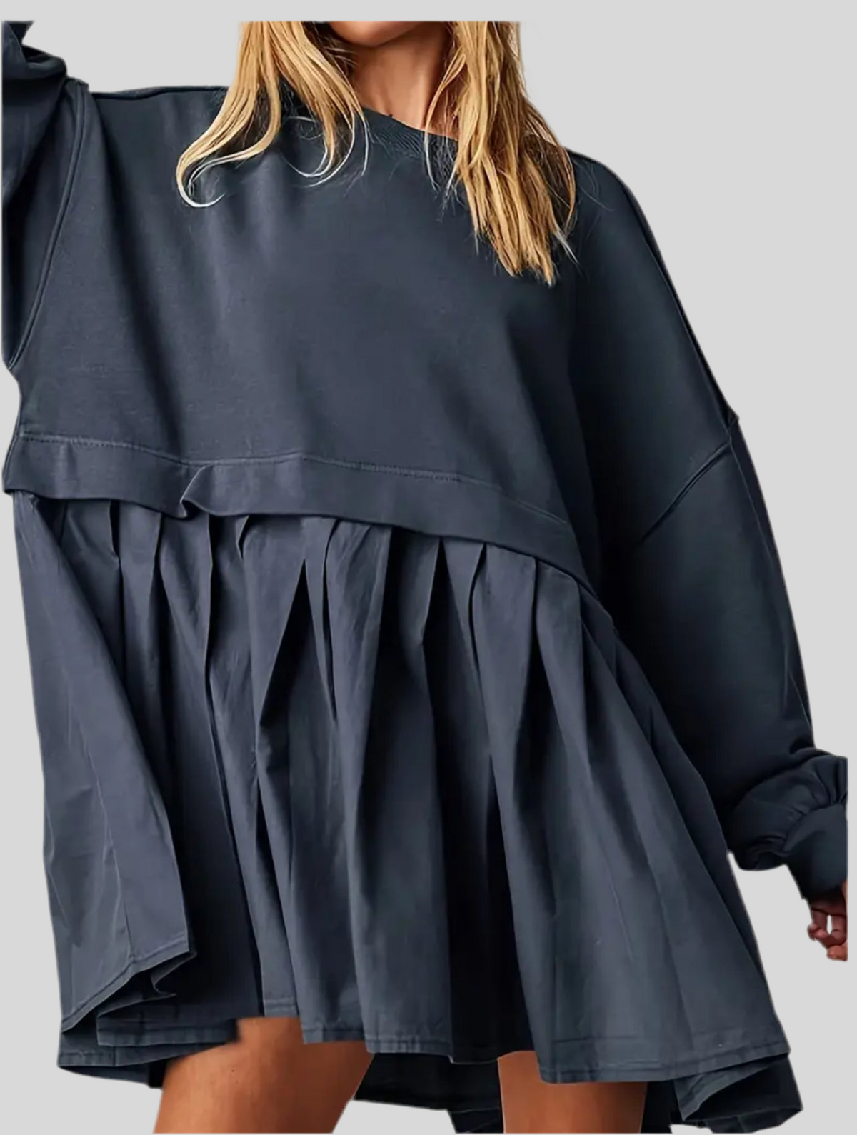 VESTIDO CORTO OVERSIZE DOS TEJIDOS 3 CLRS