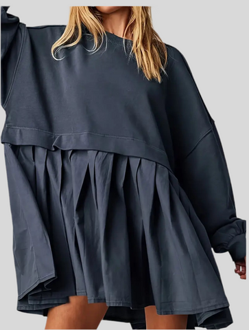 VESTIDO CORTO OVERSIZE DOS TEJIDOS 3 CLRS