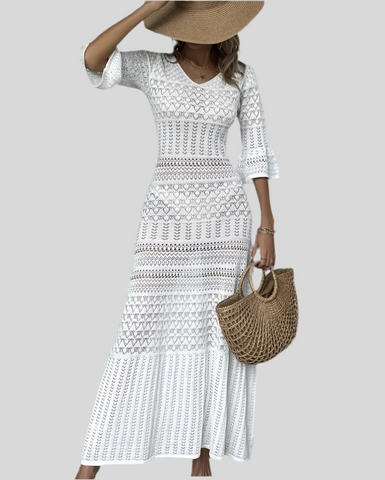 Openwork Knit MIDI Dress