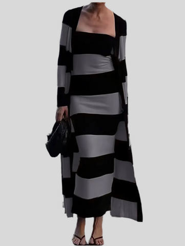 CONJUNTO DE VESTIDO LARGO CÁRDIGAN 2 CLRS