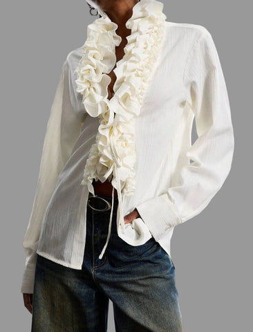 CAMISA SEMICERRADA VOLANTE DOBLE