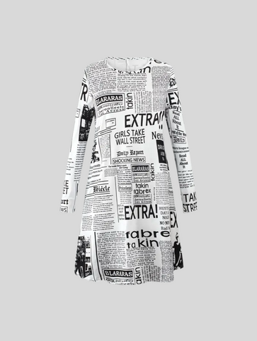 VESTIDO LINEA A DE LYCRA NEWSPAPER