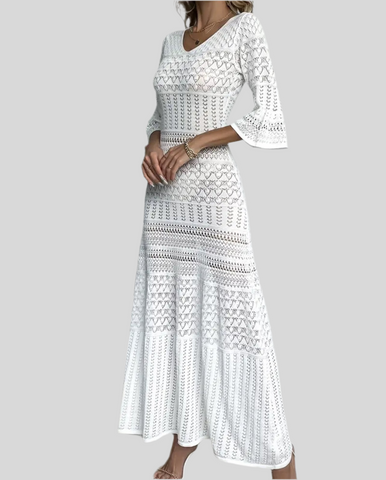 Openwork Knit MIDI Dress