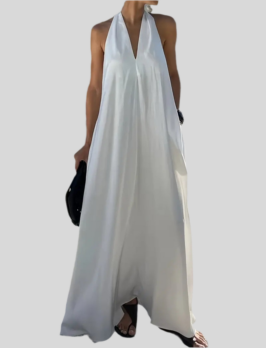 VESTIDO LARGO BLANCO ESPALDA METIDA