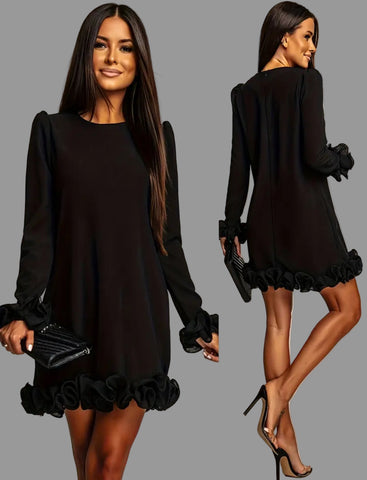 VESTIDO MINI CON VOLANTES EN MANGAS