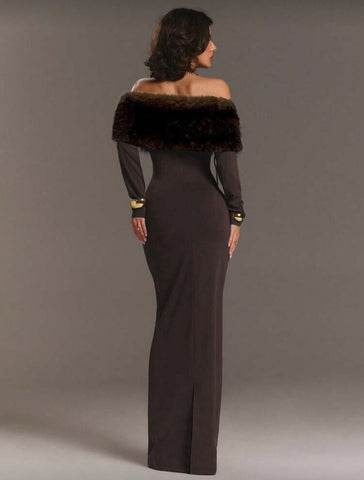 VESTIDO AJUSTADO LARGO CON OPENSHOULDERS 3 CLRS