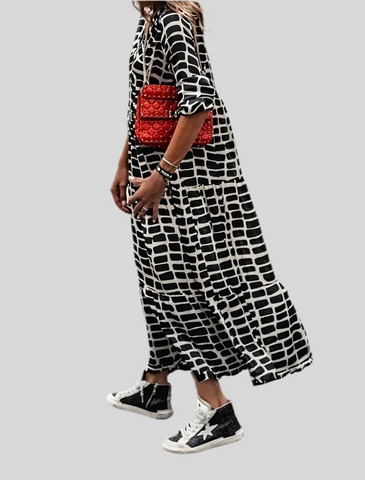 VESTIDO PANELADO ESCOTE UVE