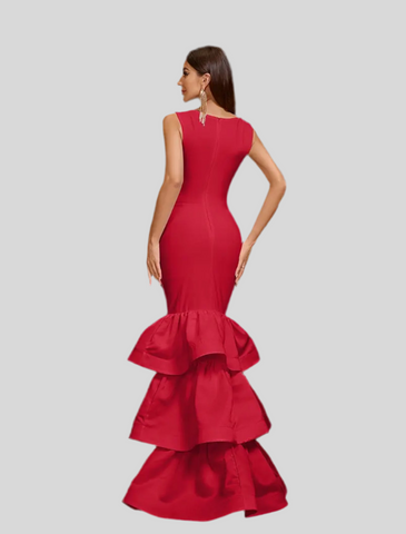 VESTIDO LARGO VOLANTES 3 COLORES