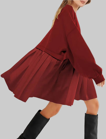 VESTIDO CORTO OVERSIZE DOS TEJIDOS 3 CLRS