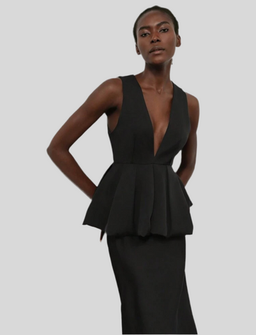 PEPLUM TOP WITH DEEP NECKLINE 3 CLOSURES