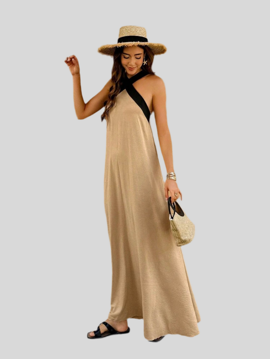 VESTIDO LARGO EN CONTRASTE 7 CLRS