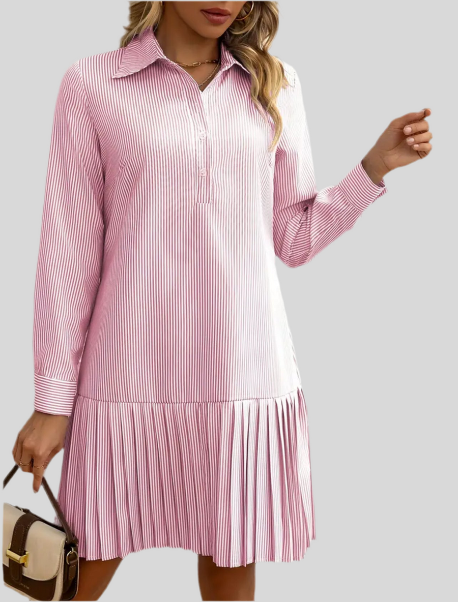 VESTIDO CAMISERO VOLANTE PLISADO 5 CLRS