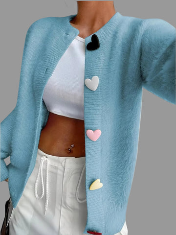 CHAQUETA DE PUNTO BOTON CORAZON 8 CLRS