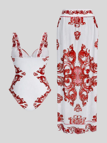 CONJUNTO TRAJE DE BAÑO Y PAREO 3 CLRS