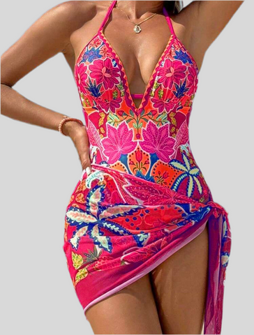 CONJUNTO DE TRAJE DE BAÑO Y MINI PAREO 2 CLRS