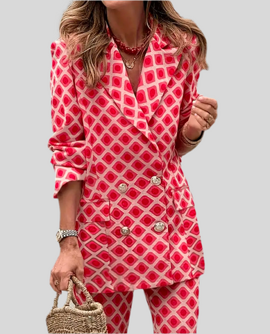 PRINTED DOUBLE-BREAKED JACKET SUIT