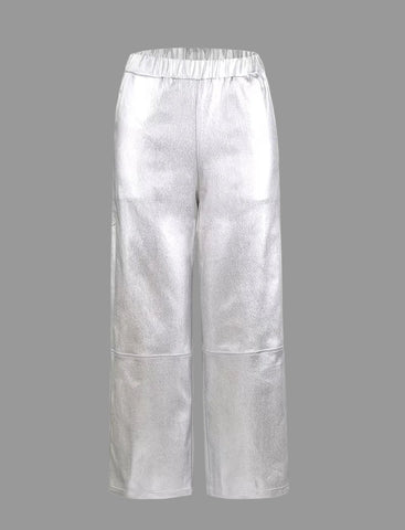 PANTALÓN CAPRI PLATEADO Y DORADO