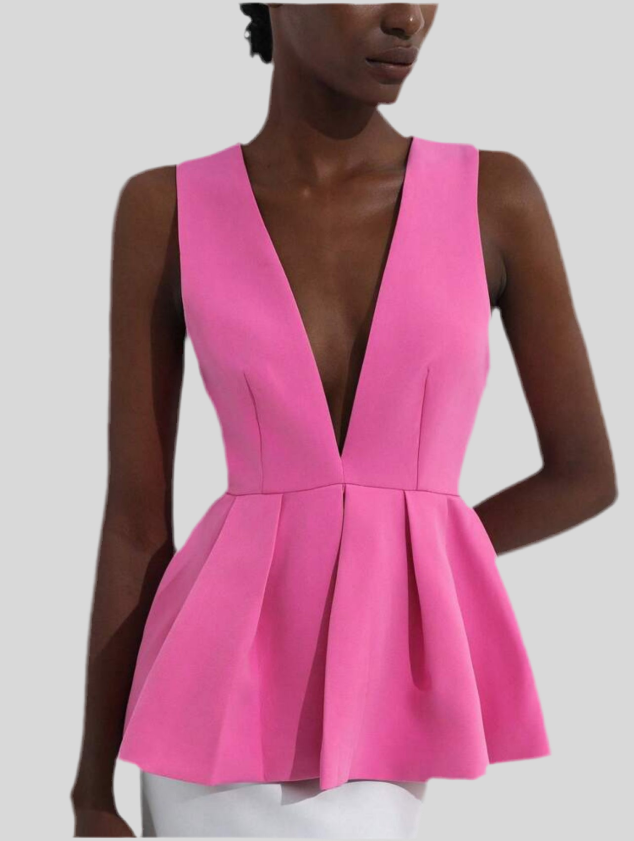 PEPLUM TOP WITH DEEP NECKLINE 3 CLOSURES