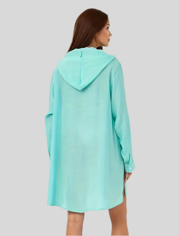 VESTIDO BLUSÓN DE PLAYA CON CAPUCHA 6 CLRS