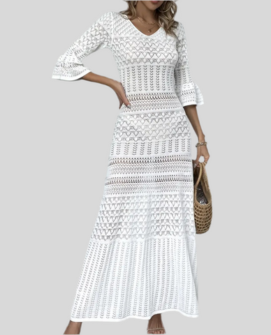 Openwork Knit MIDI Dress
