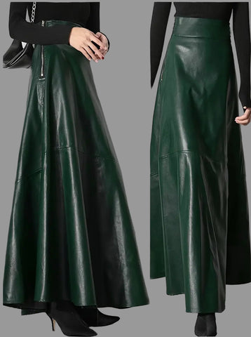 FALDA LARGA DE CUERO ECO 4 CLRS