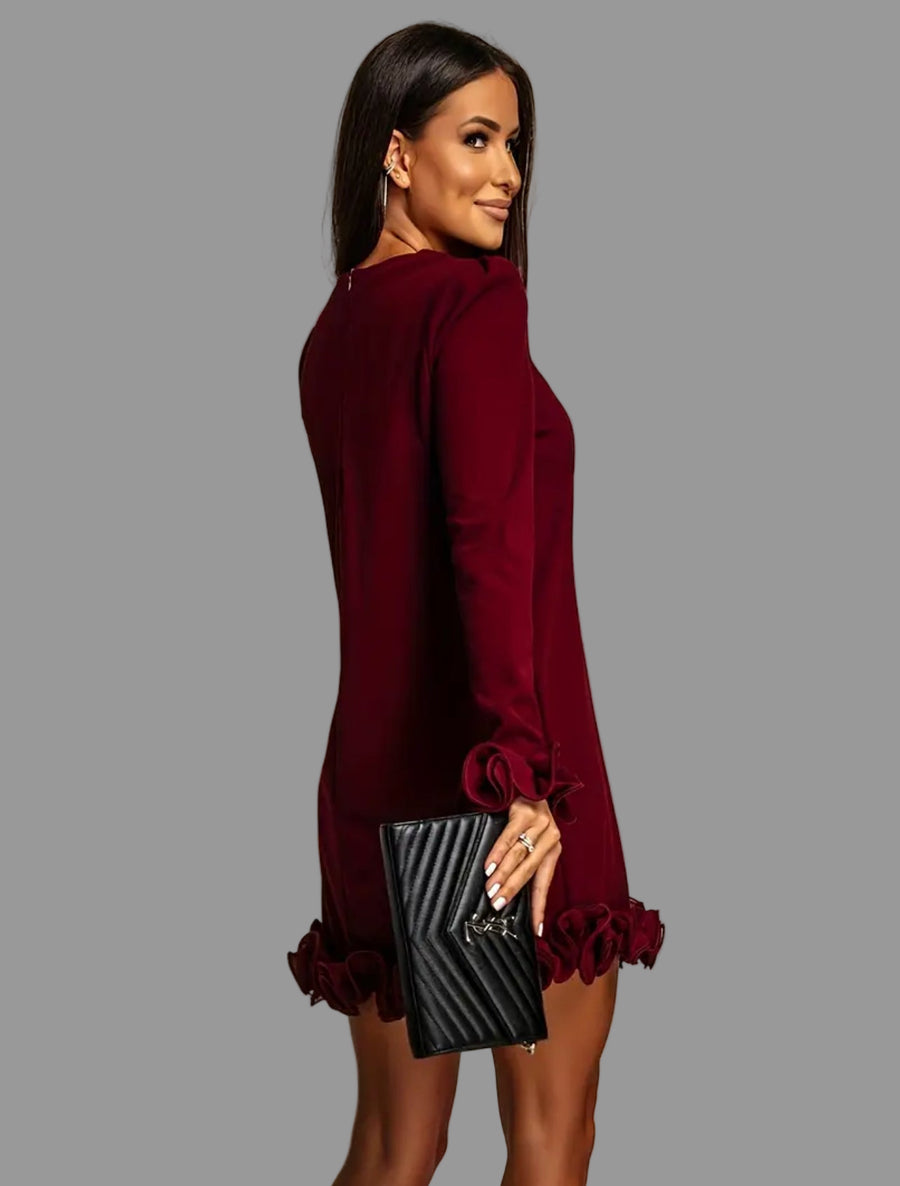 VESTIDO MINI CON VOLANTES EN MANGAS