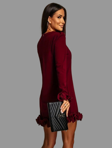 VESTIDO MINI CON VOLANTES EN MANGAS