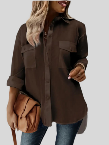 CAMISA OVERSIZE CON BOLSILLOS 6 CLRS