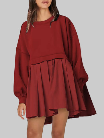 VESTIDO CORTO OVERSIZE DOS TEJIDOS 3 CLRS