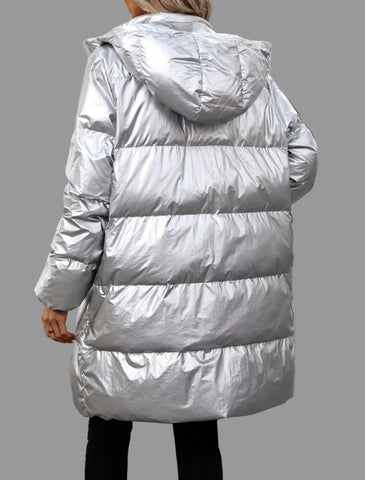 PLUMÍFERO PLATEADO CON CAPUCHA