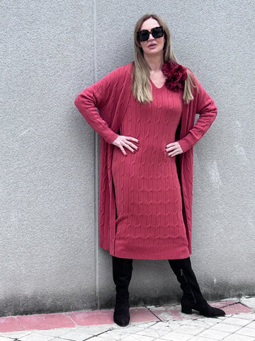 Knitted dress and long jacket set
