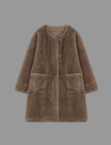 ABRIGO DE VISÓN ECO CON BOLSILLOS PLASTON