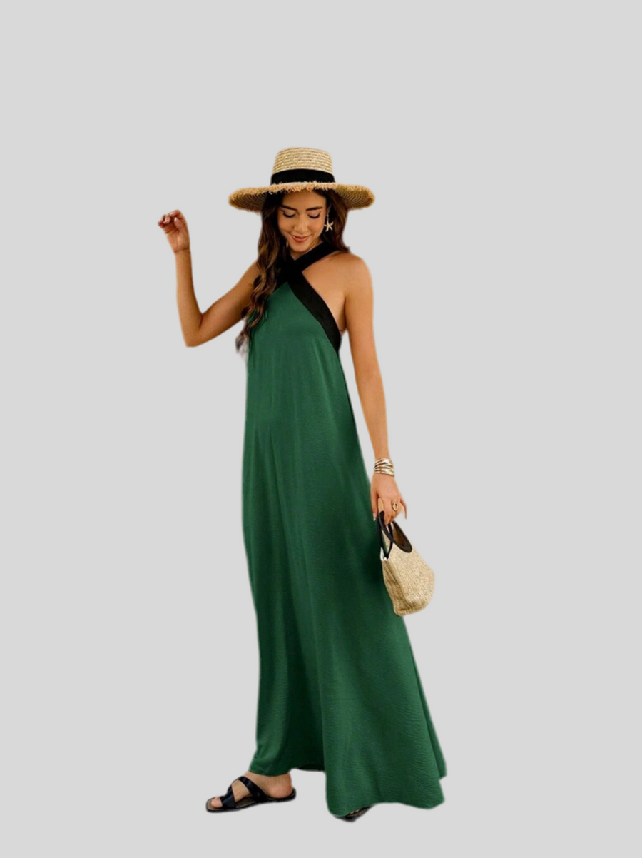 VESTIDO LARGO EN CONTRASTE 7 CLRS