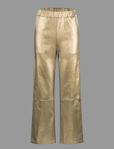 PANTALÓN CAPRI PLATEADO Y DORADO