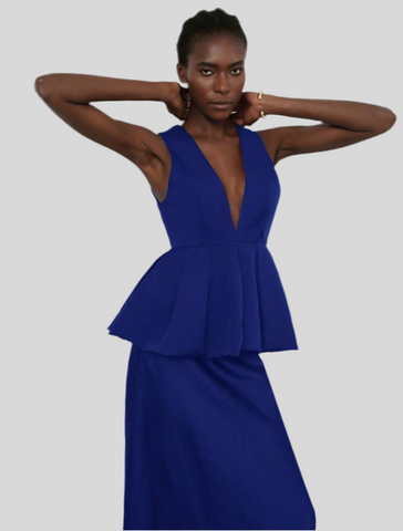 PEPLUM TOP WITH DEEP NECKLINE 3 CLOSURES