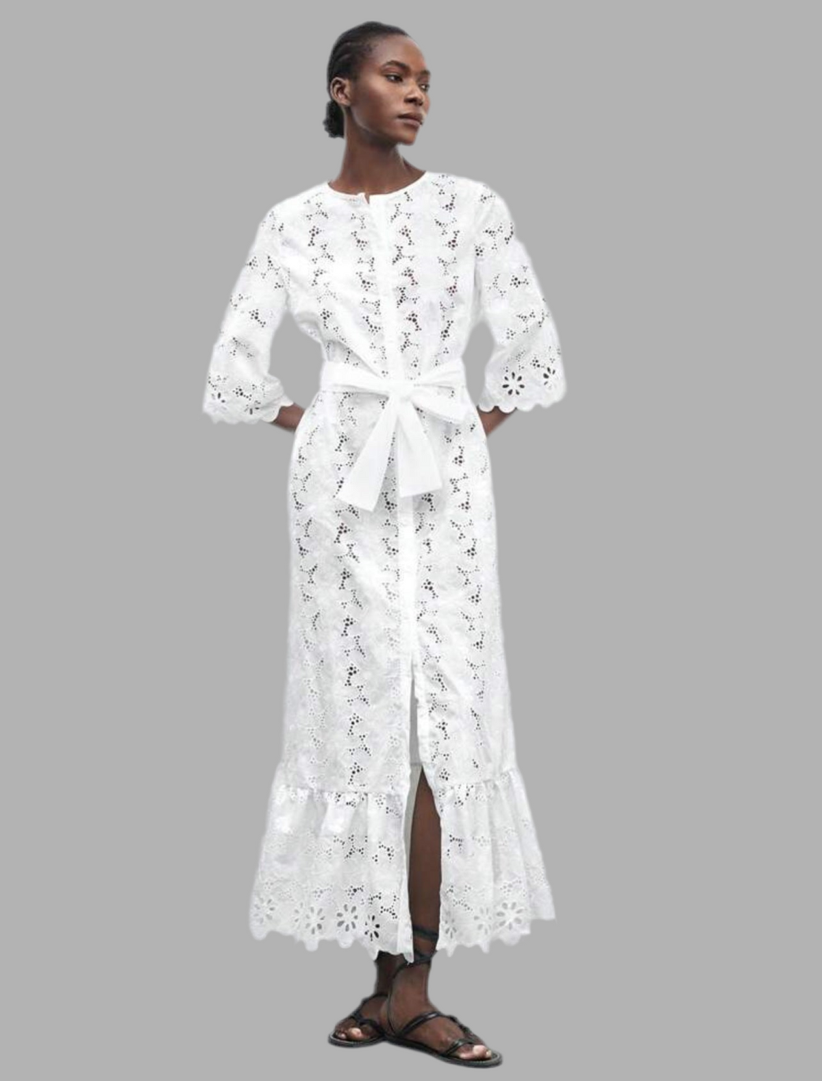 VESTIDO CON LAZADA ABOTONADO 3 CLRS