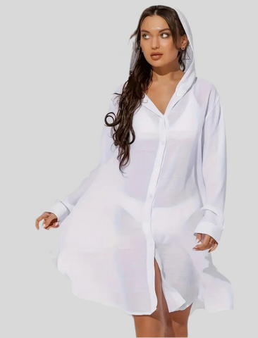 VESTIDO BLUSÓN DE PLAYA CON CAPUCHA 6 CLRS