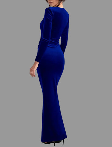 VESTIDO LARGO DE TERCIOPELO ENTALLADO 7 CLRS